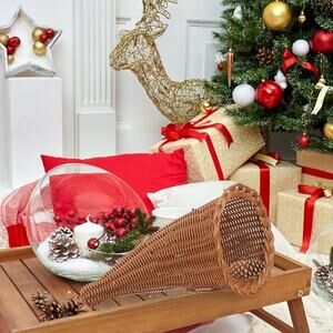 Horn Basket Wicker Rattan Storage Basket Decorations